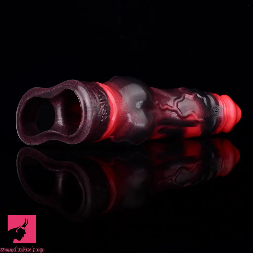 7.09in Silicone Cock Sleeve Knot Dildo Vibrating Hollow Cock Ring Penis Toy