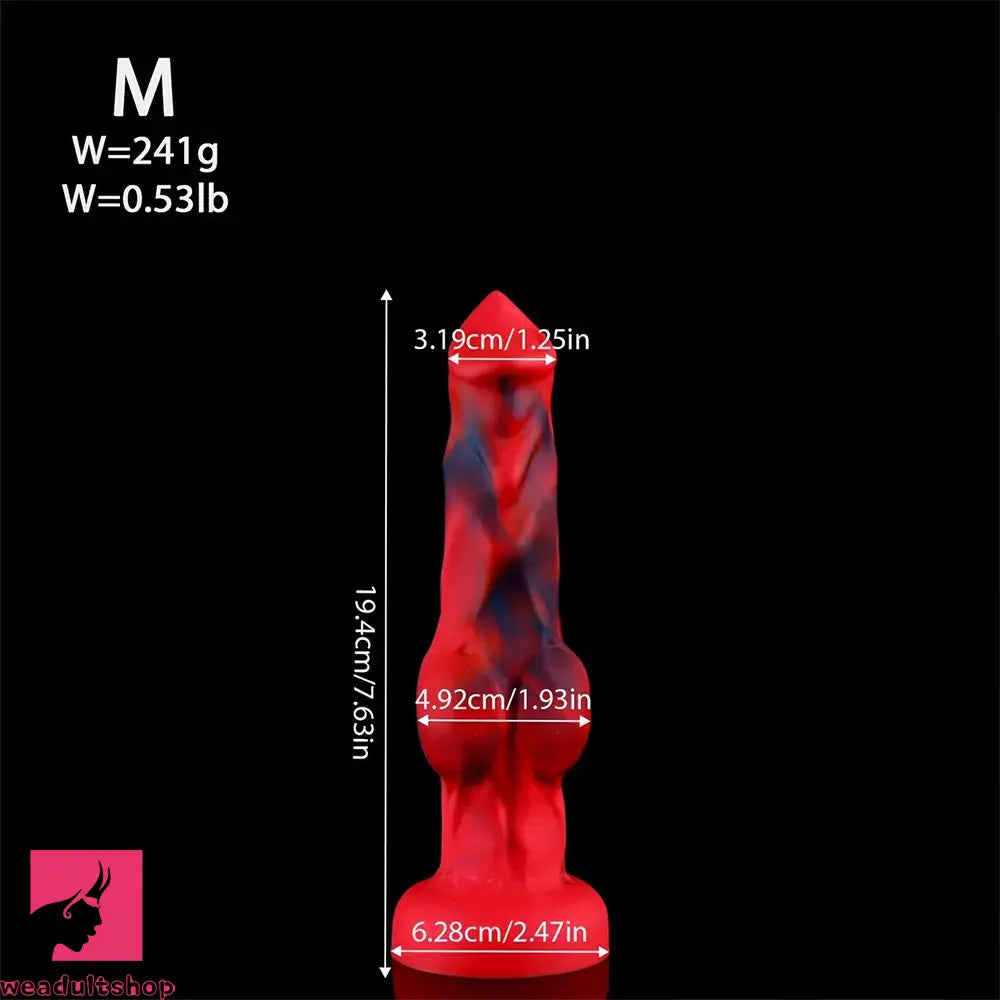 6.65in 7.63in 8.3in 9.25in 10.03in Red Black Odd Monster Dog Knot Dildo