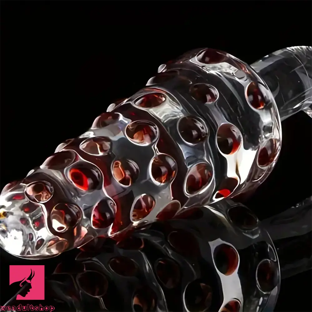 8.07in Glass Clear Spiked Big Double Sided Dildo For Clitoral Penis Sex