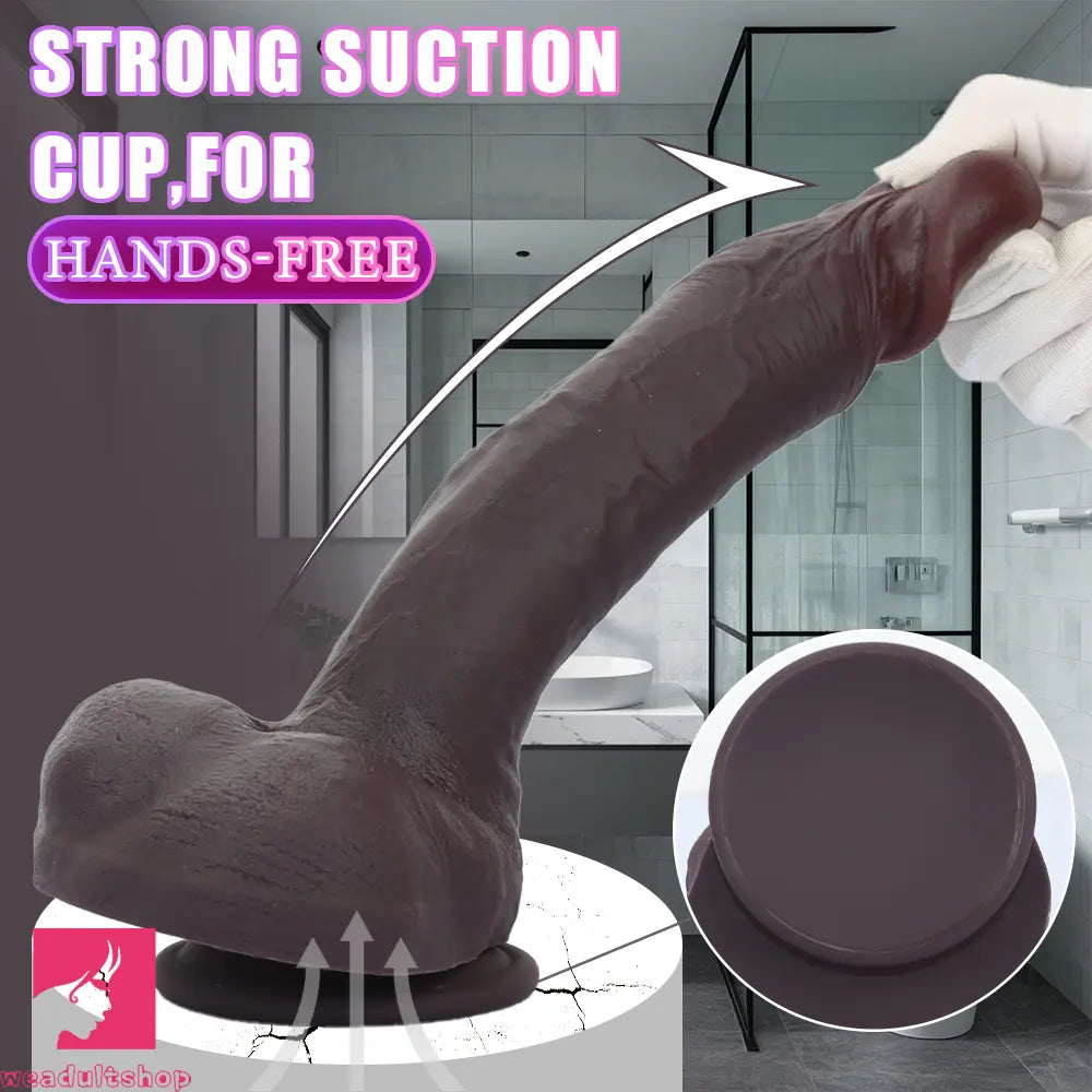 10.23in Double Layer Silicone Big Dildo With Strong Suction Cup For Couples