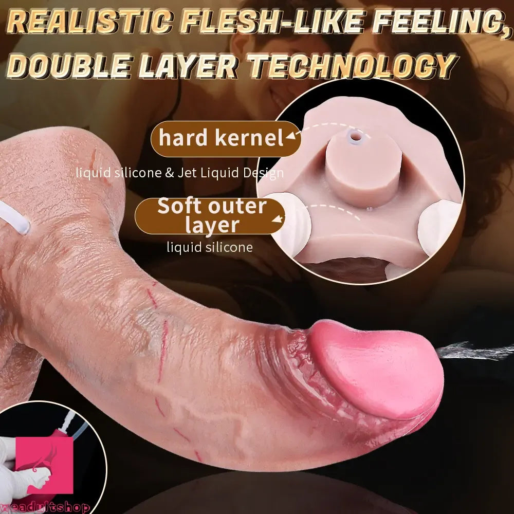 7.24in Double Density Silicone Soft Ejaculating Real Simulation Cock Dildo