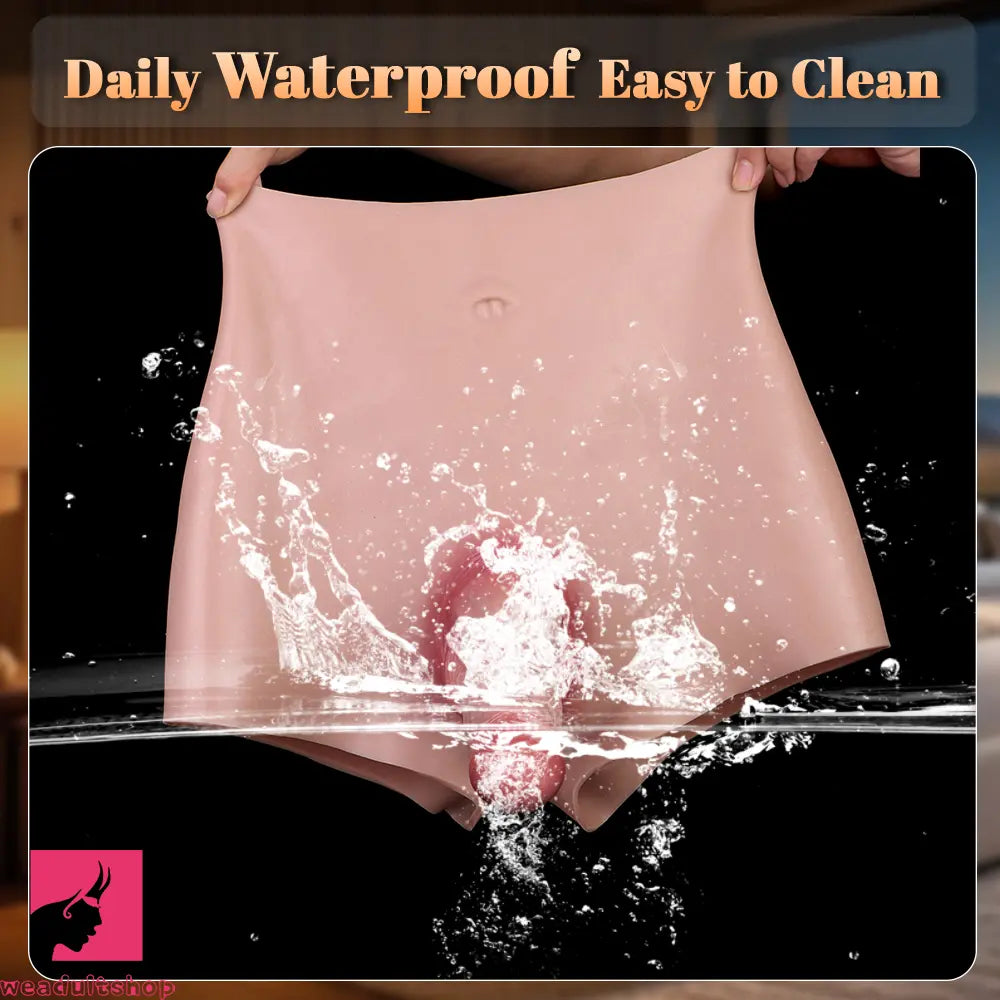 6.37in Wearable Silicone Cock Dildo Pants Real Skin with Hollow Penis Sleeve