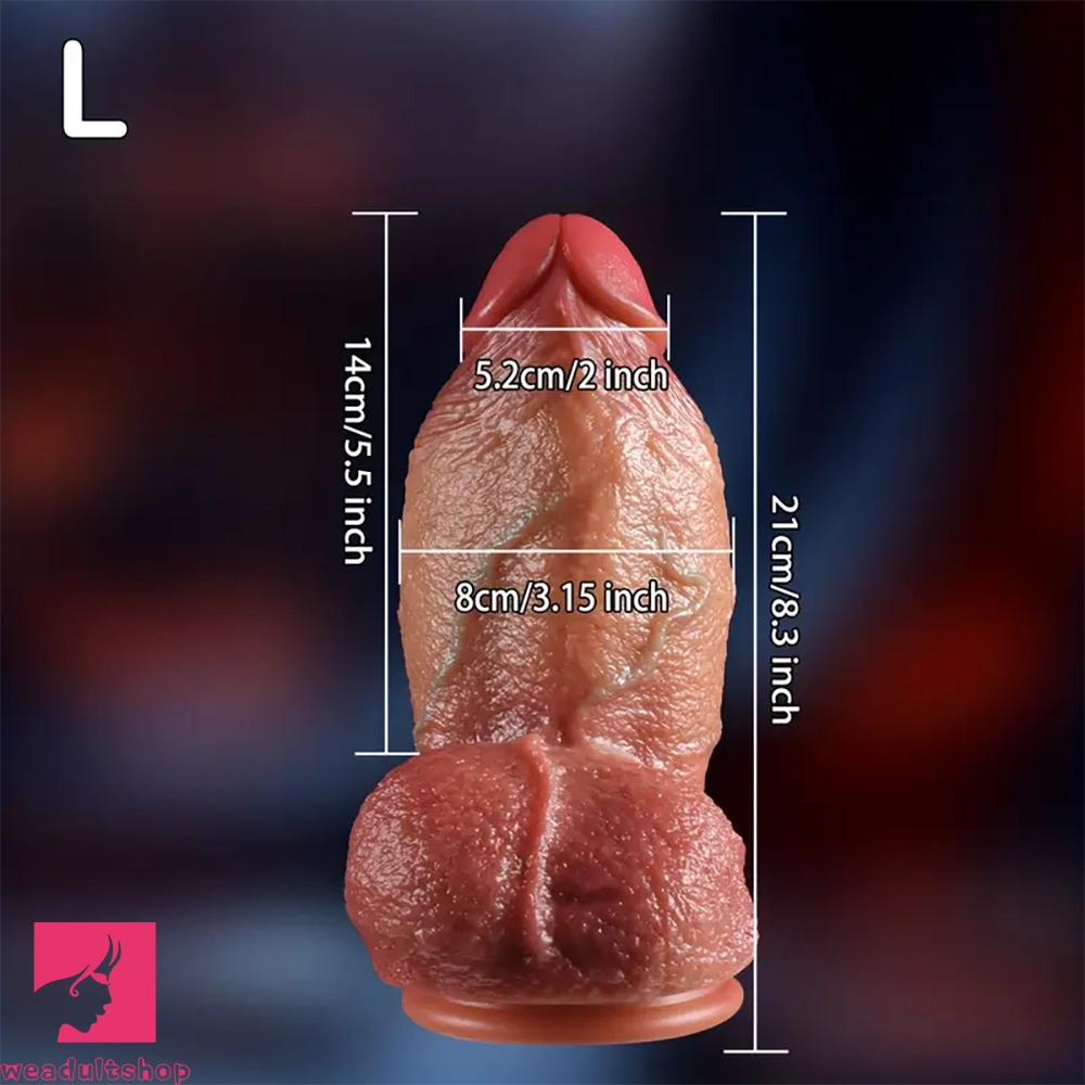 8.3in Silicone Soft Thick Skin Feel Solid Color Dildo For G-spot Stimulation