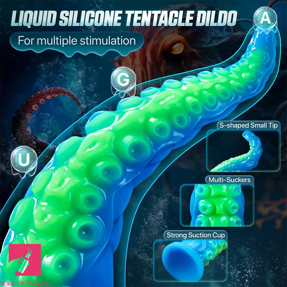 32.7in Luminous Tentacle Soft Fantasy Dildo For C U G-Spot Clit Orgasm