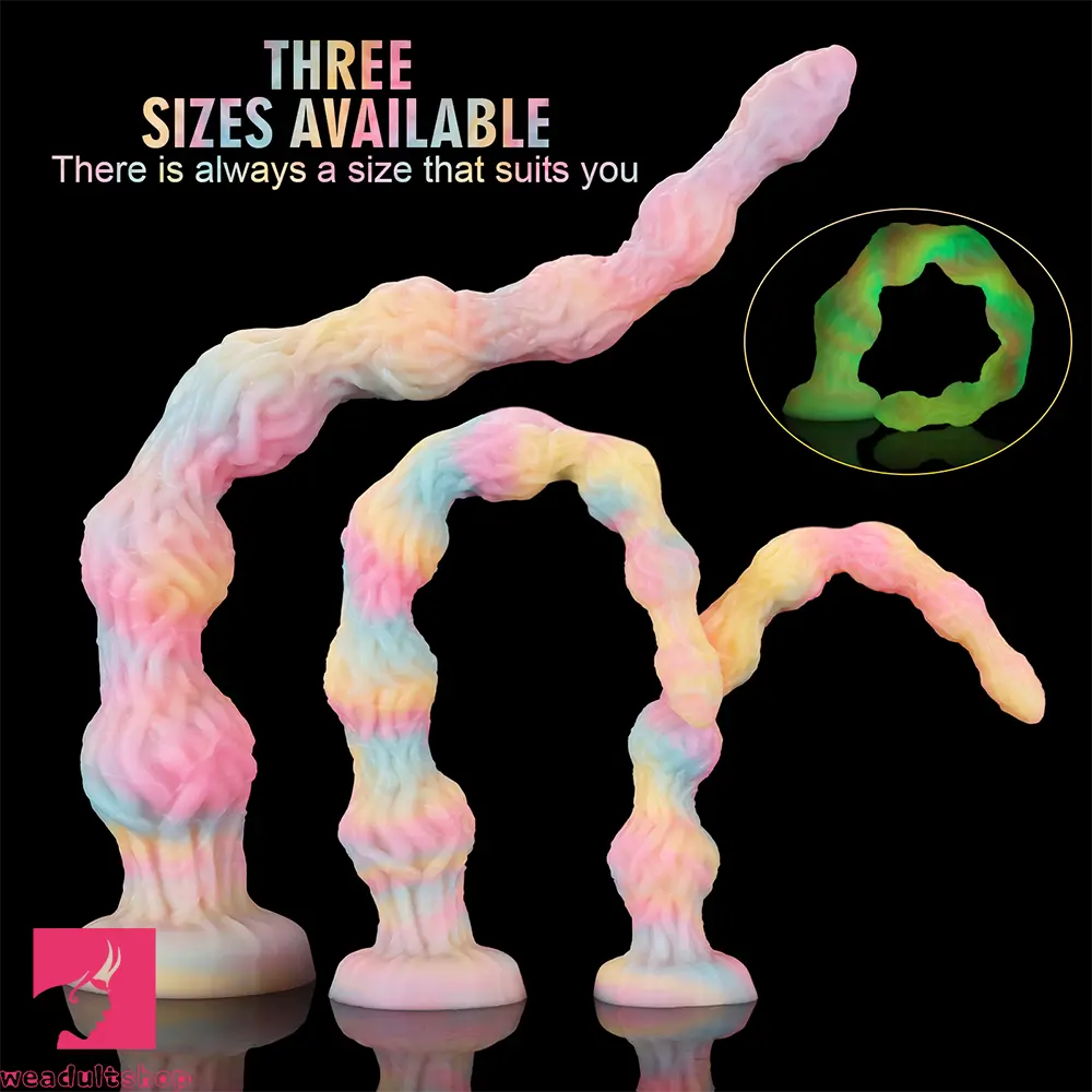 17.32in 21.25in 25.19in Luminous Pull Beads Silicone Dildo Butt Plug Rare Cock