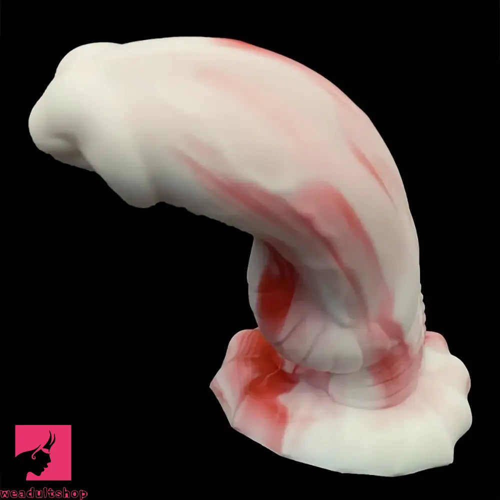 7.28in Red White Dolphin Liquid Silicone Waterproof Flexible Knot Odd Dildo