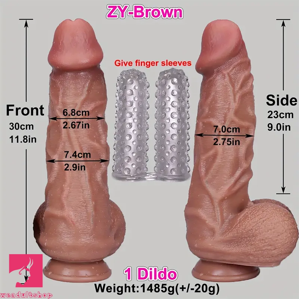 11.8in Thick Realistic Veins Huge Soft Dildo Double-layer Prostate Massage