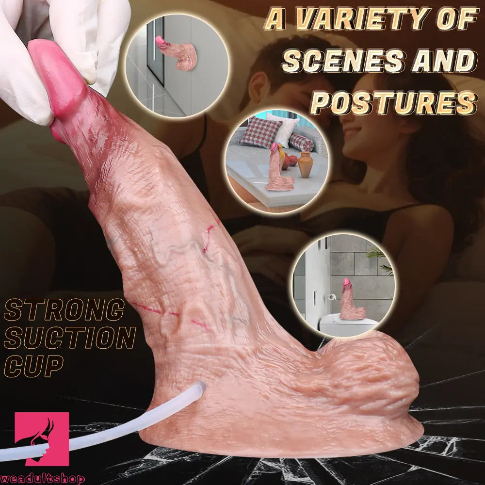 6.37in Double Density Silicone Soft Ejaculating Female Skin Feel Dildo