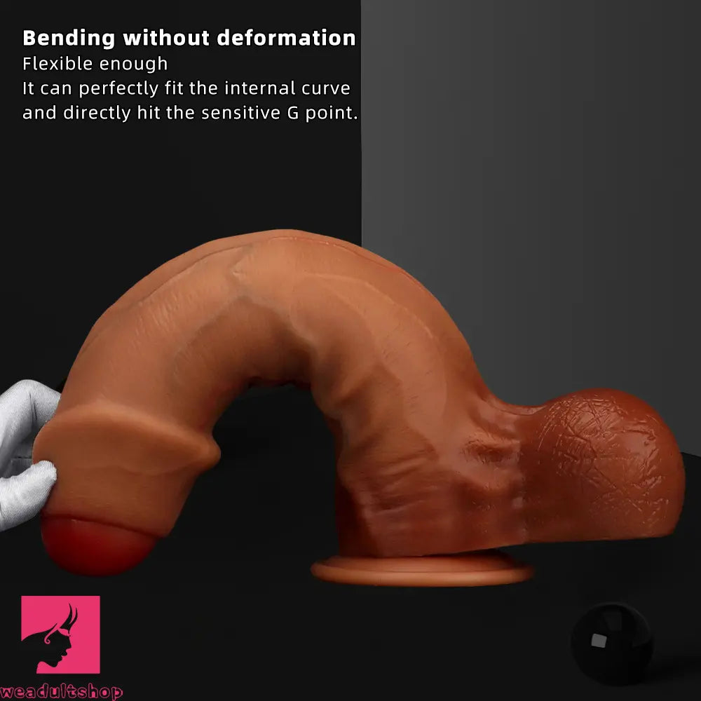 9.44in 11.02in 12.59in Liquid Silicone Foreskin Uncut Soft Real Dildo