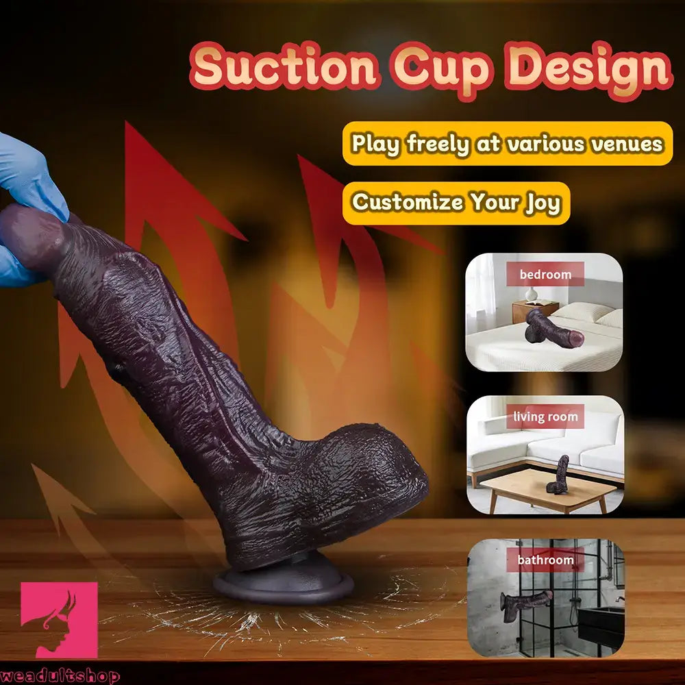 7.55in Dual Density Silicone Soft Real Dildo Veined Cock Anal Massager