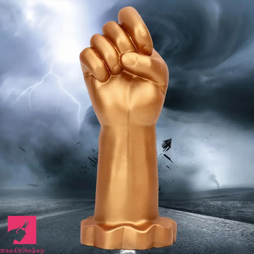 9.44in Golden Silicone Huge Thick Fist Hand Dildo For Gay Comfortable Player