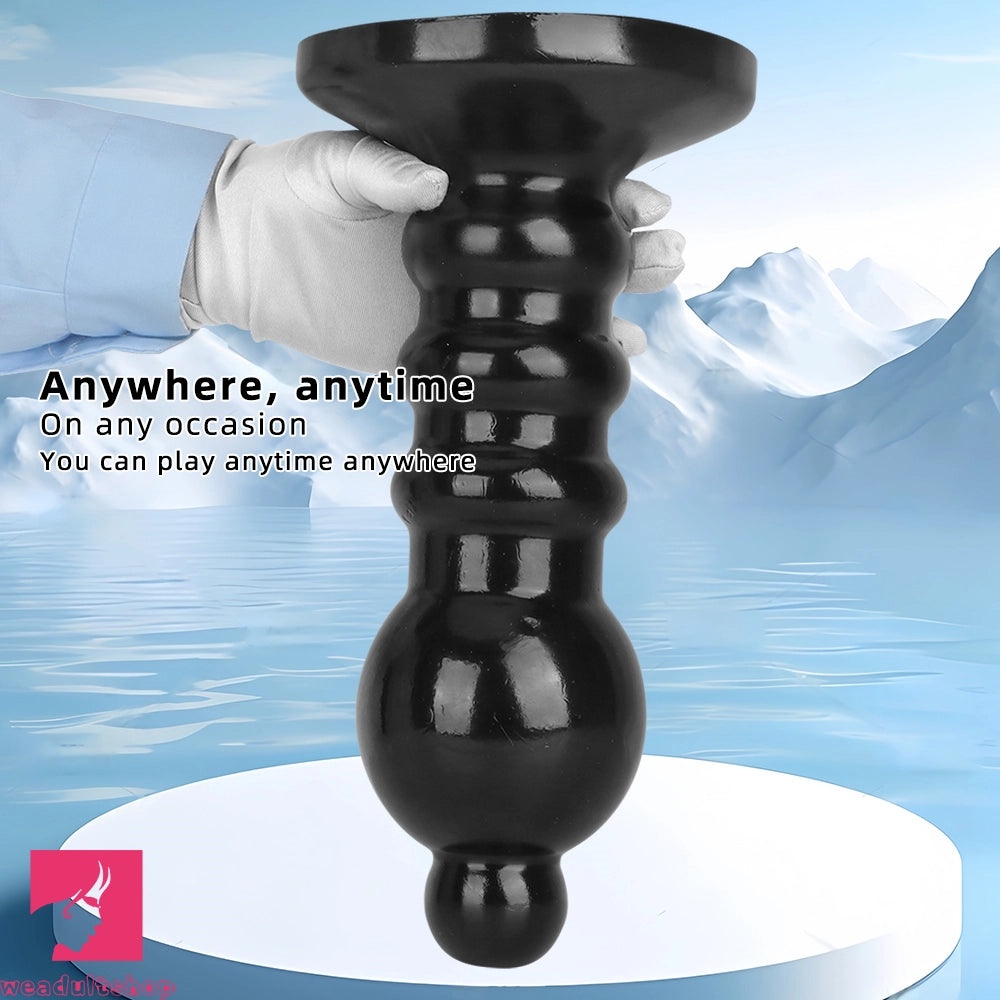 12.6in Black Pull Beads Thick Big Head Penis Anal Plug PVC Cock Dildo