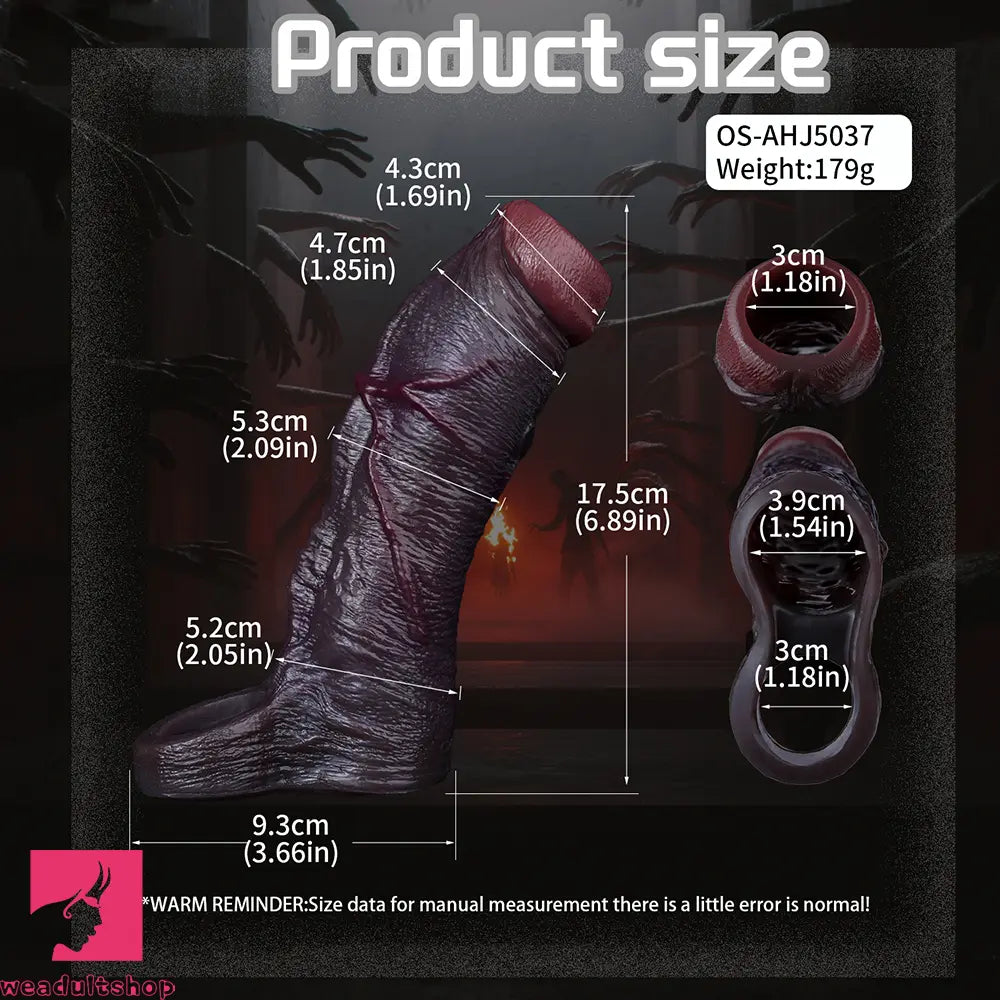 6.89in Platinum Silicone Real Feeling Dildo Sleeve Stretchy Penis Sleeve Ring