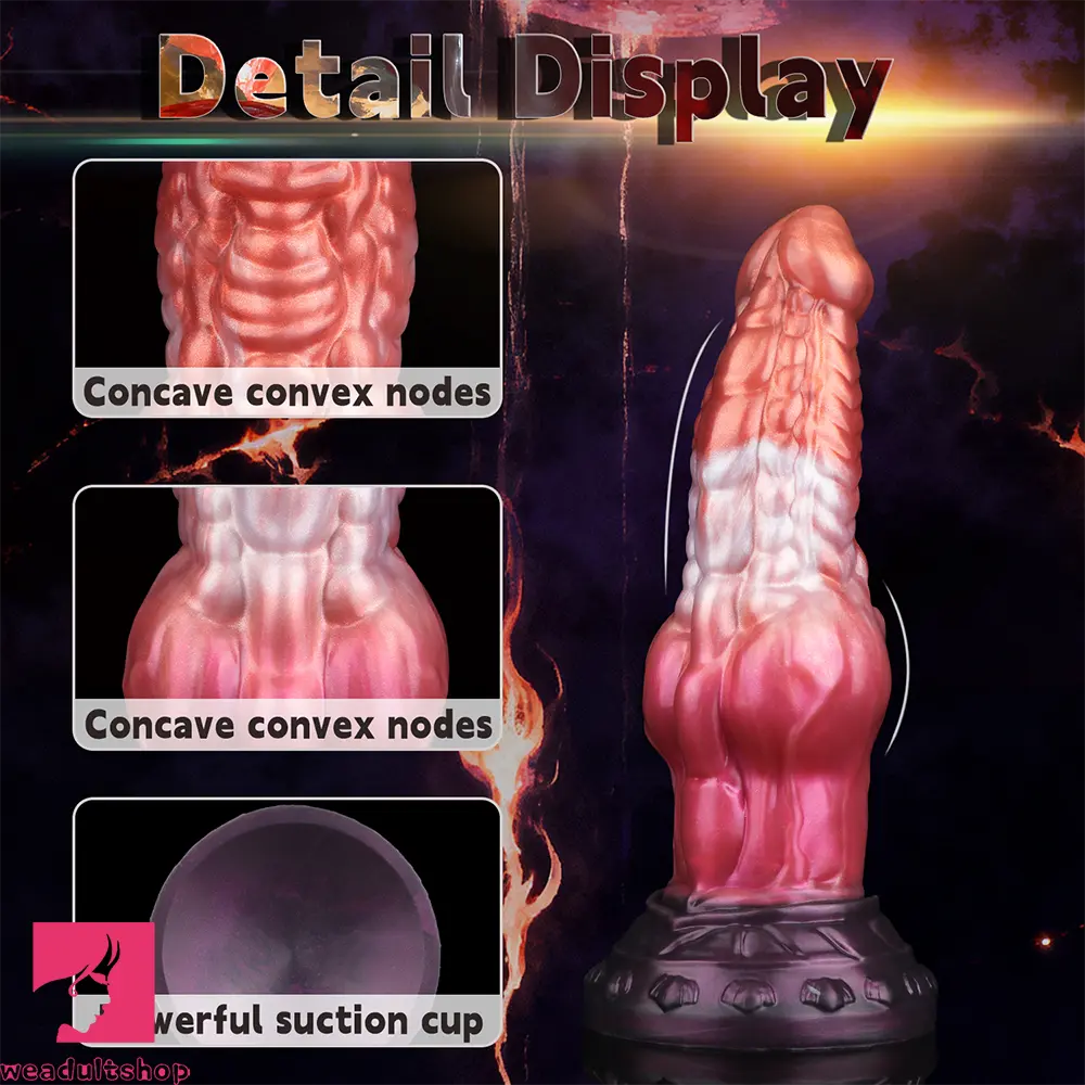 9.76in Knotted Monster Animal Double Layer Silicone Dildo Female Toy