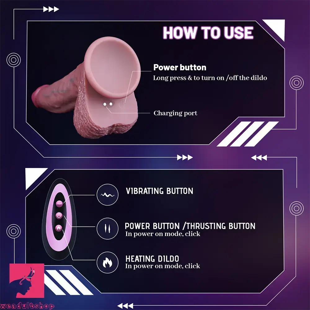 8.66in Thrusting Vibrating Heating Automatic Lifelike Big Dildo For Love