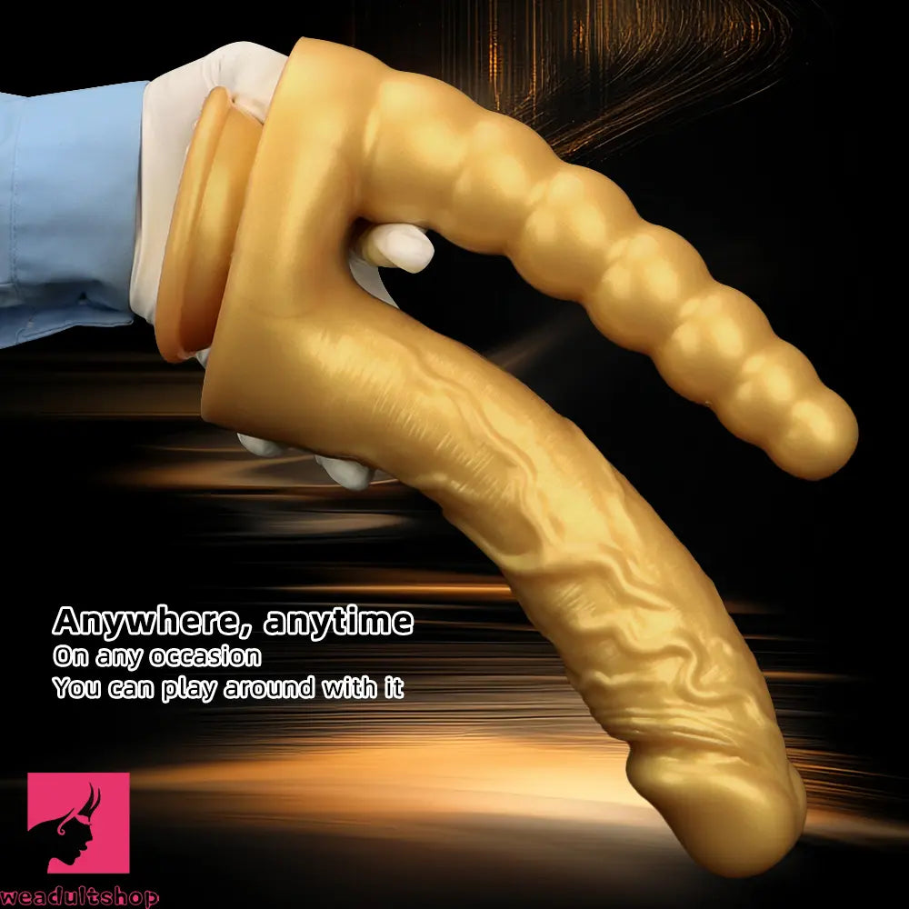 7.87in 10.43in Large Silicone Double-ended Dildo Soft Clit Masturbator