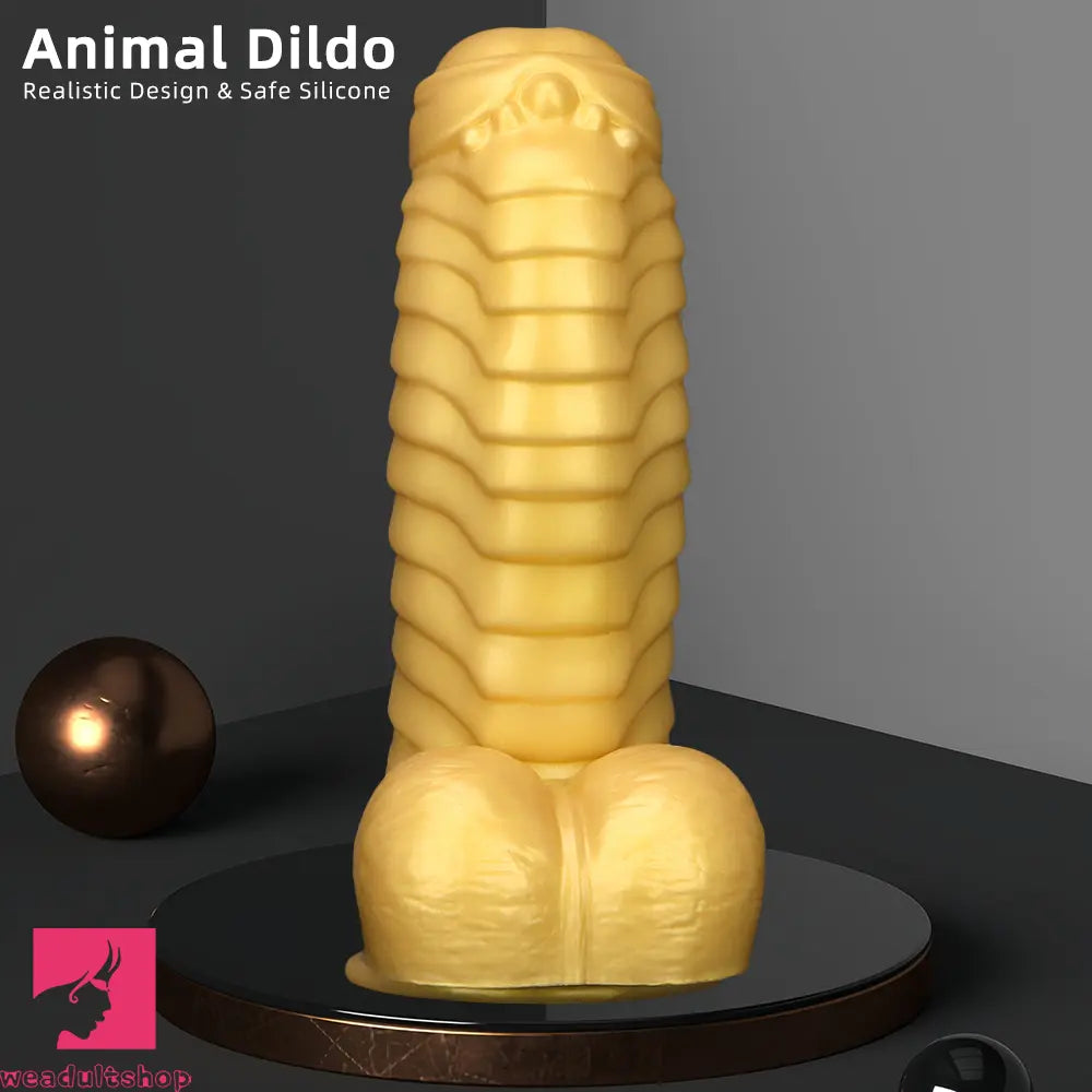 12.2in 13.38in Golden Liquid Silicone Giant Caterpillar Anal Thick Cock Dildo