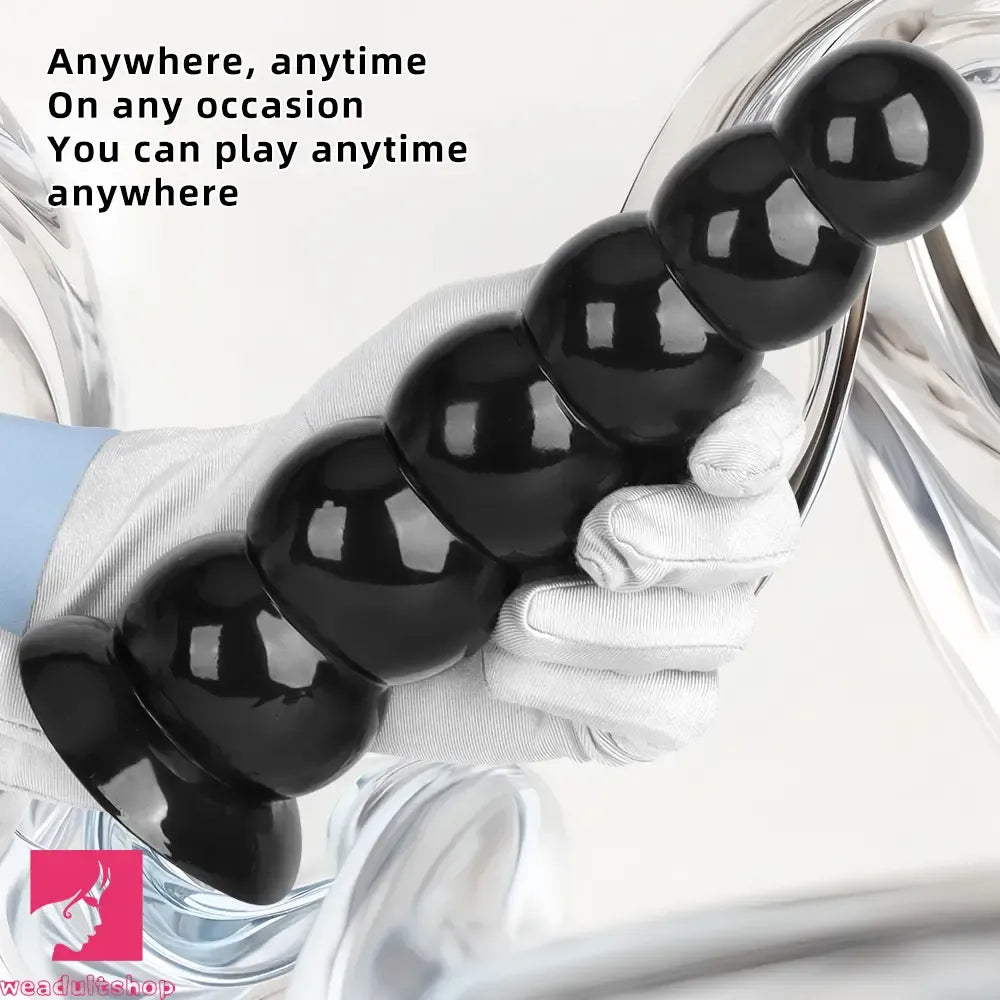 6.7in 8.26in Anal Beads Dildo PVC Black Sex With Powerful Suction Cup