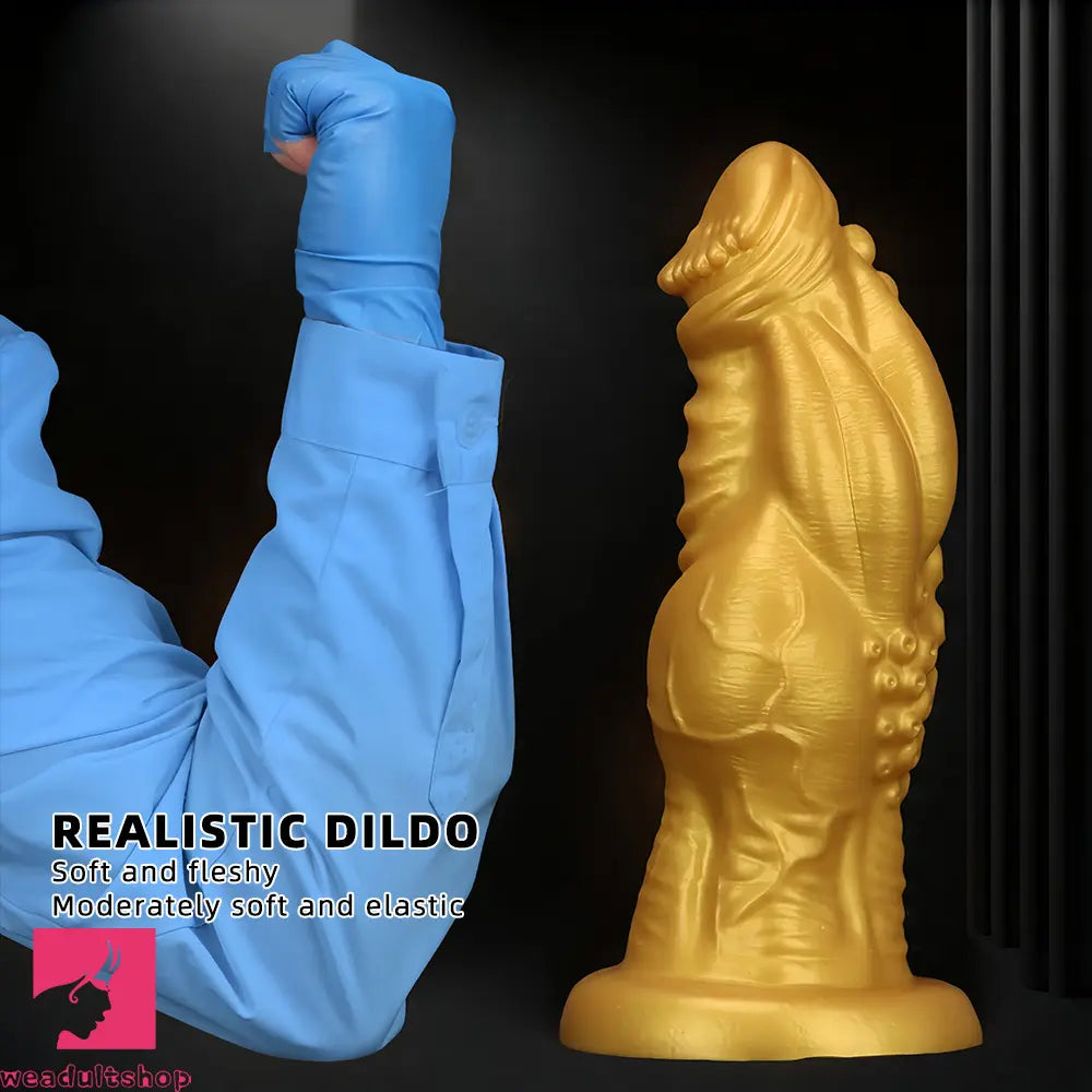 8.66in 9.06in 9.84in 11.42in 12.4in Golden Silicone Fantasy Soft Anal Dildo