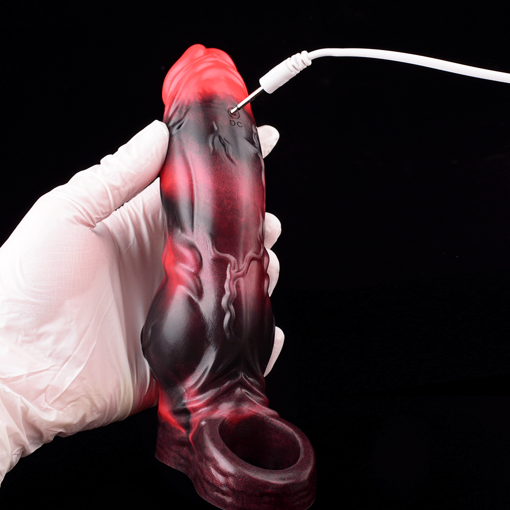 7.09in Silicone Cock Sleeve Knot Dildo Vibrating Hollow Cock Ring Penis Toy