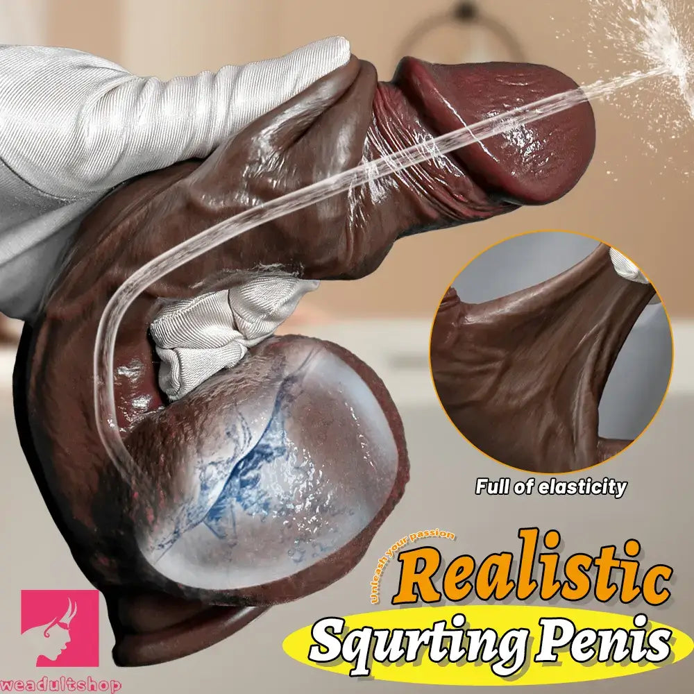 8.46in Squirting Sliding Skin Strap on Dildo Adult Cock Toy For Couples
