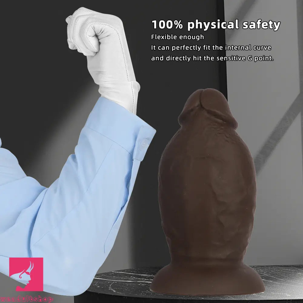 5.9in 8.66in 10.03in Coffee Eggless Large Anal Plug Penis Silicone Anal Dildo