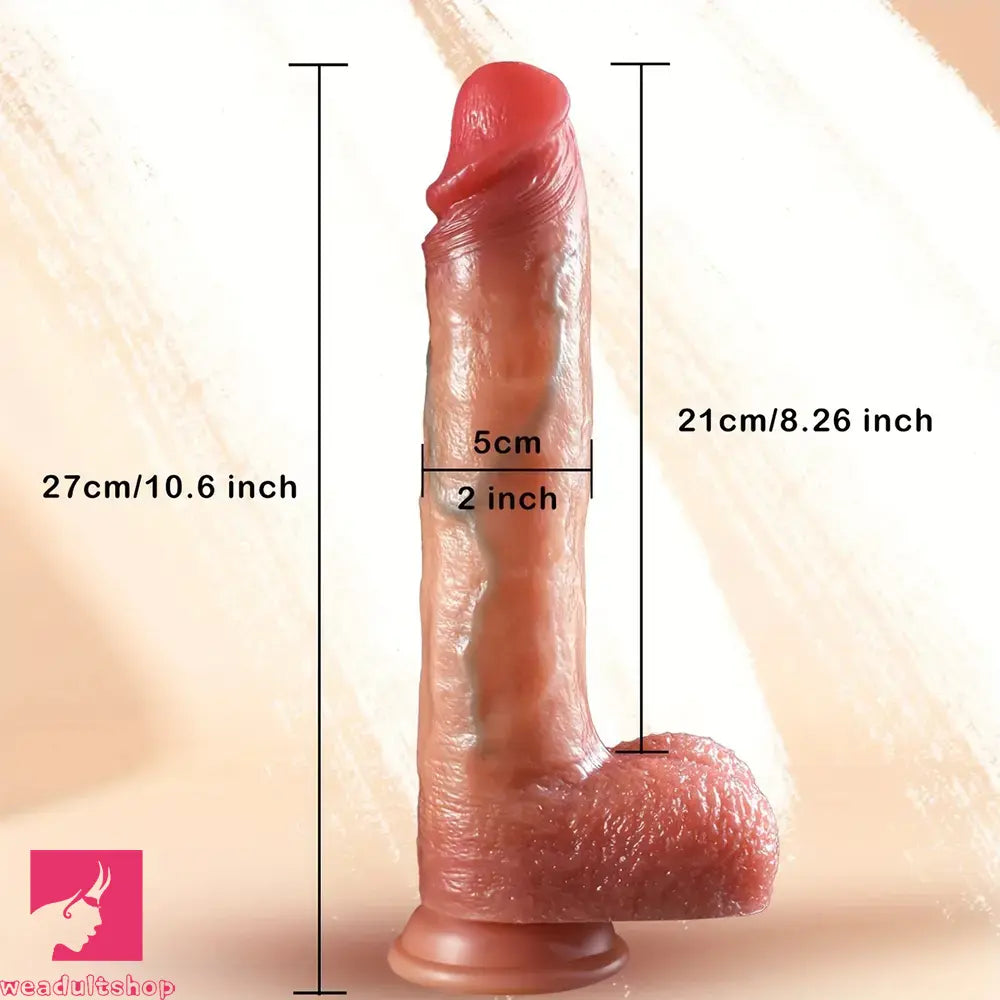 10.6in Realistic Movable Foreskin Sliding Silicone Penis Big Dildo For Clit