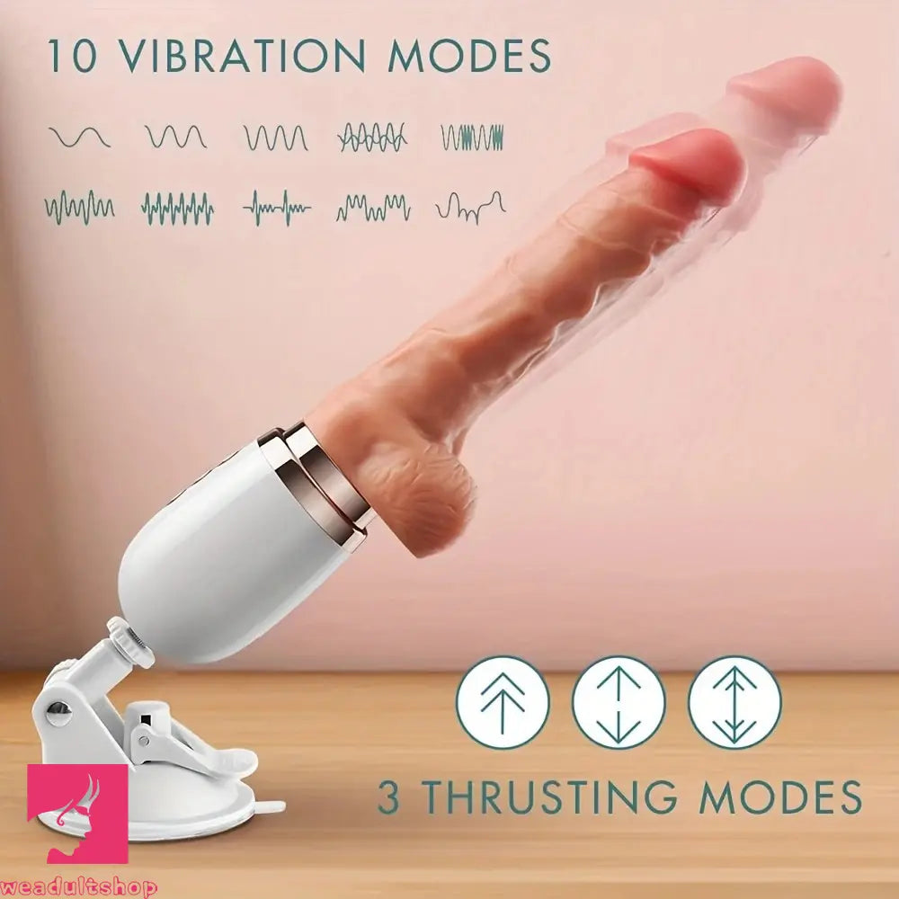 10.6in Realistic Thrusting Dildo Vibrator with Handle Sucker Fuck Machine