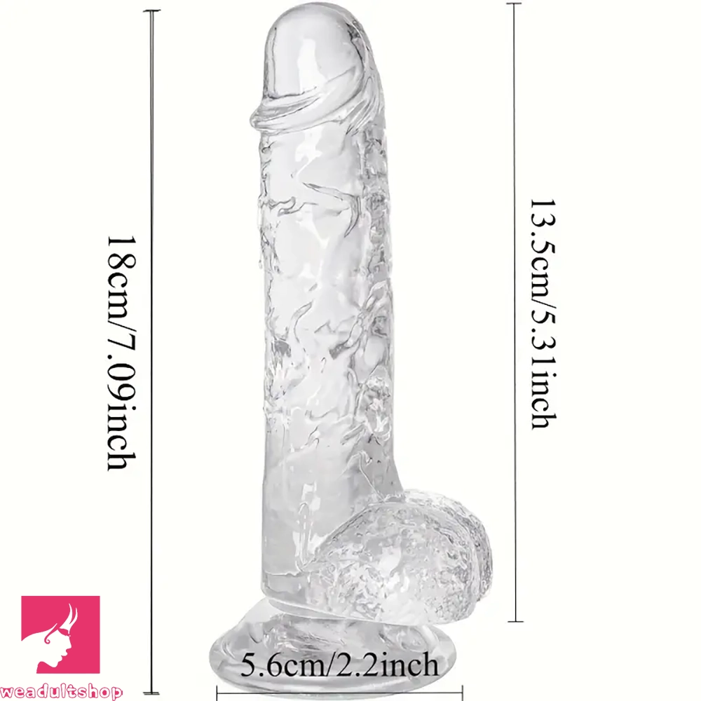 7.09in Clear Dildo With Suction Cup For Hands-free Play Adult Love Toy