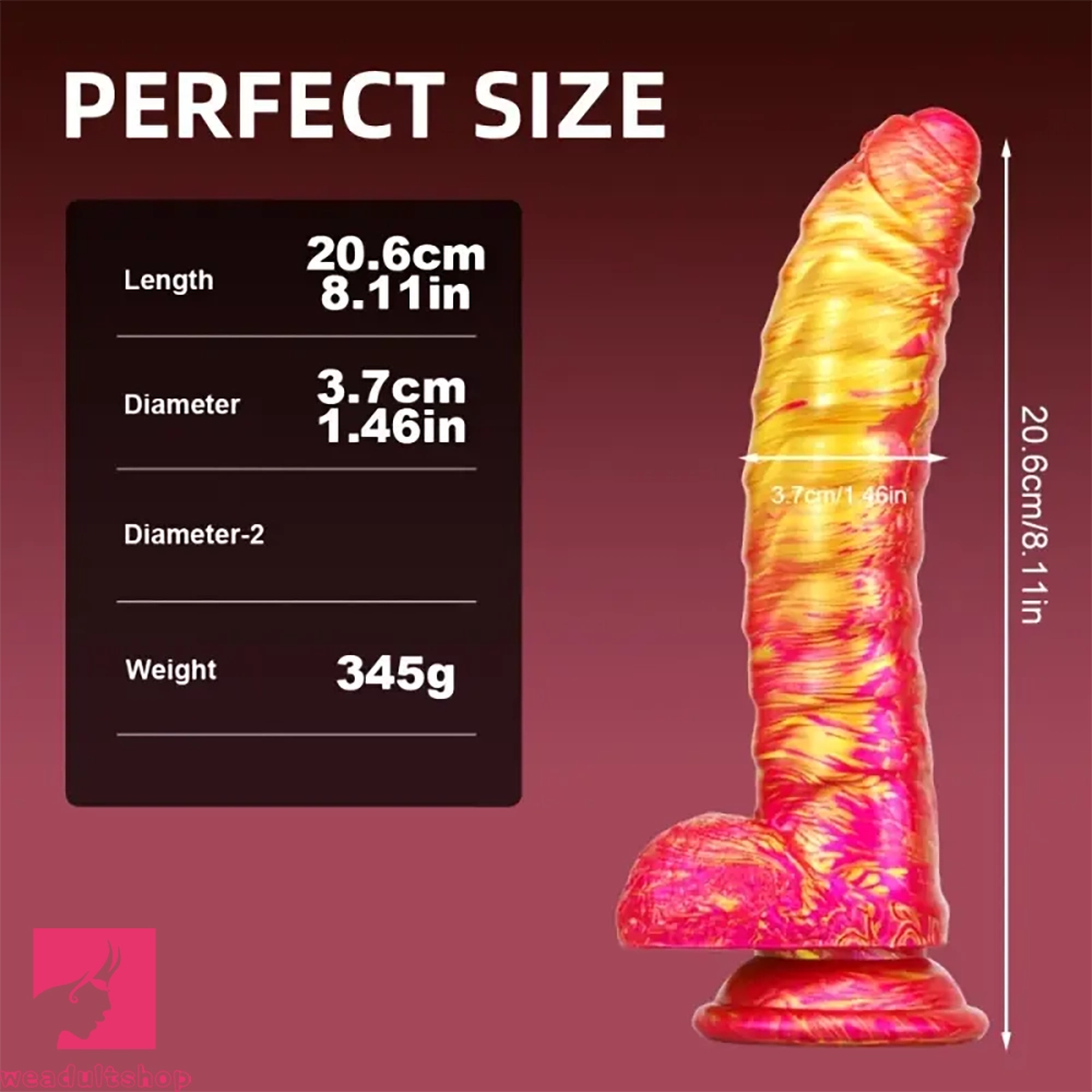 8.11in CATERPILLAR Gilded Mixed Color Creative Silicone Dildo SM Cock Toy