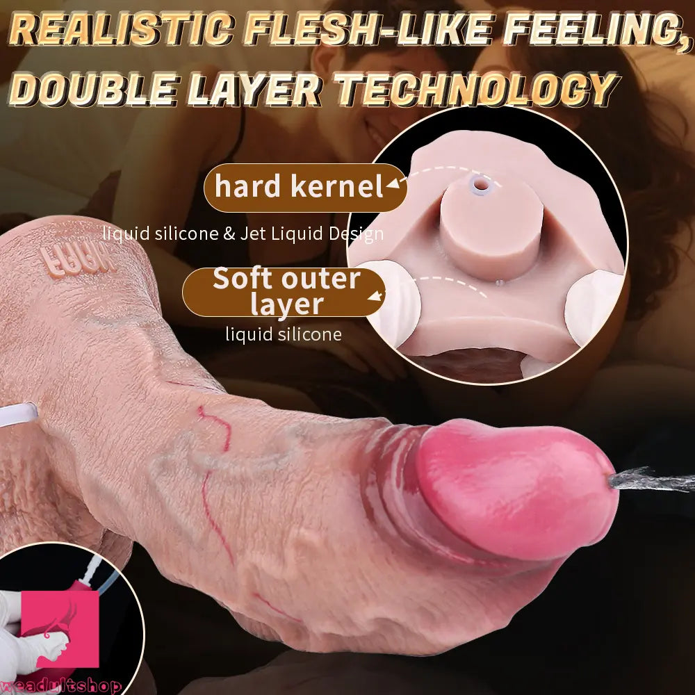 7.16in Double Density Silicone Soft Ejaculating Dildo For Suction Cup Cock