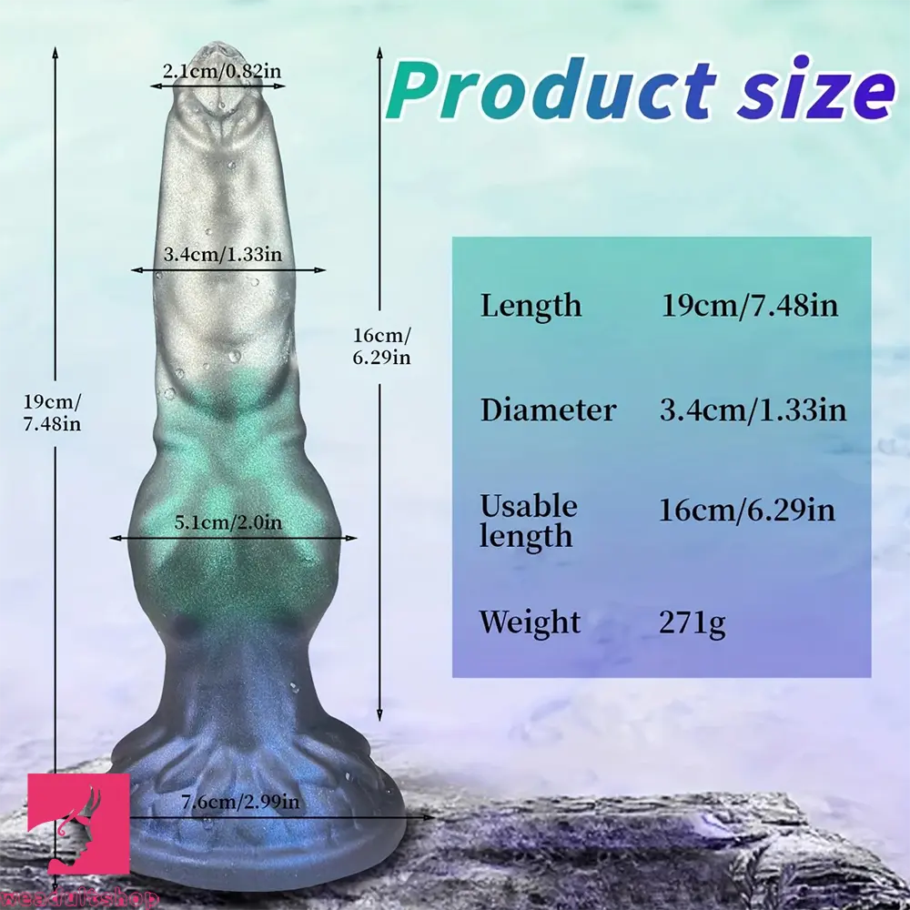 7.48in Special-shaped Silicone Metallic Dog Pendant Knot Dildo G Spot Toy