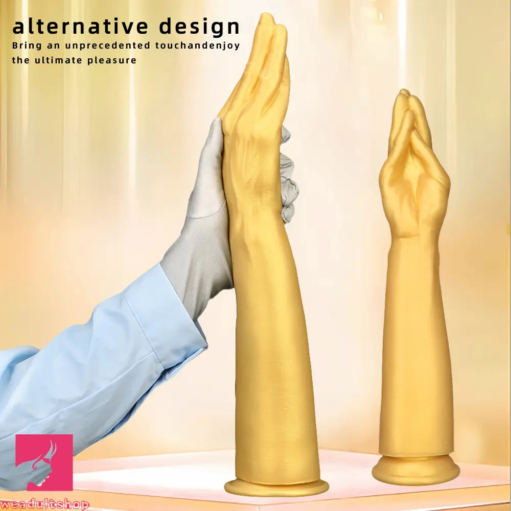 12in 14.17in 16.73in Gold Silicone Fisting Arm Ashes Grade Anal Cock Dildo