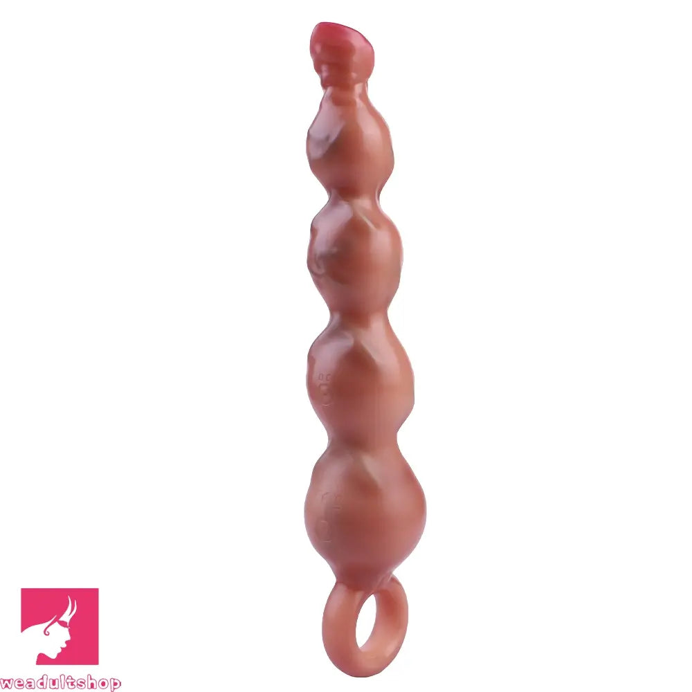 10.2in Big Vibrating Silicone Soft Pulling Beads Horse Dildo With 3 Motors