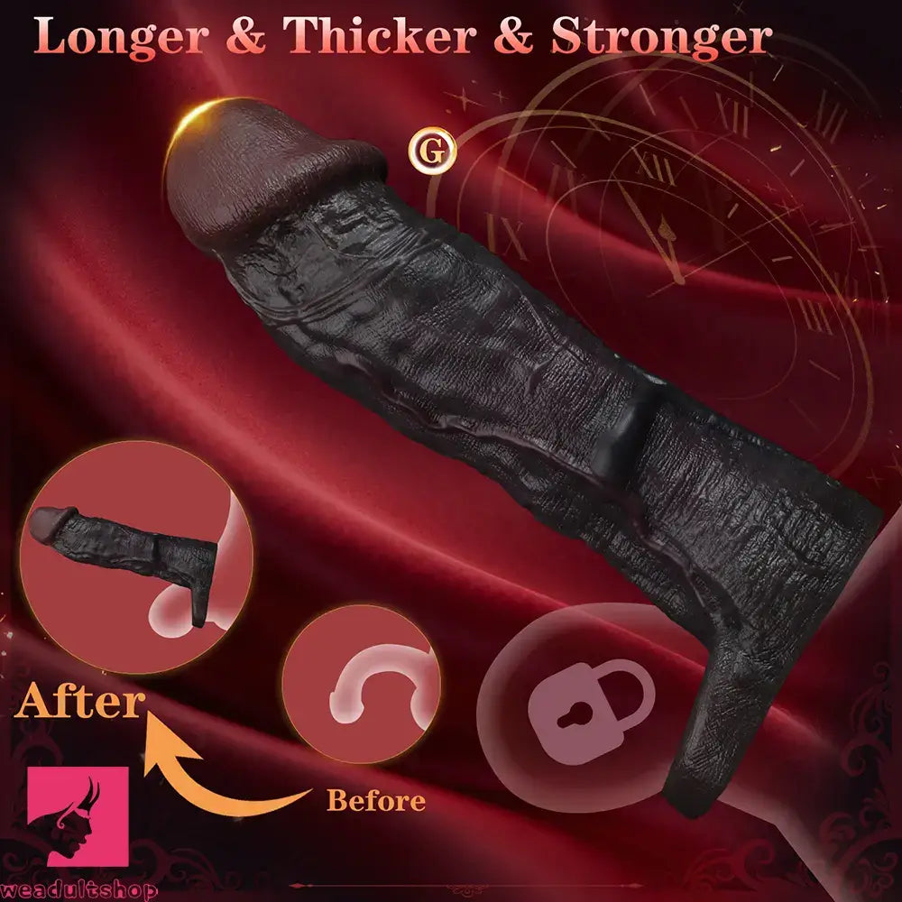 8.82in Super Soft Silicone Realistic Cock Reusable Erotica Dildo Sleeve