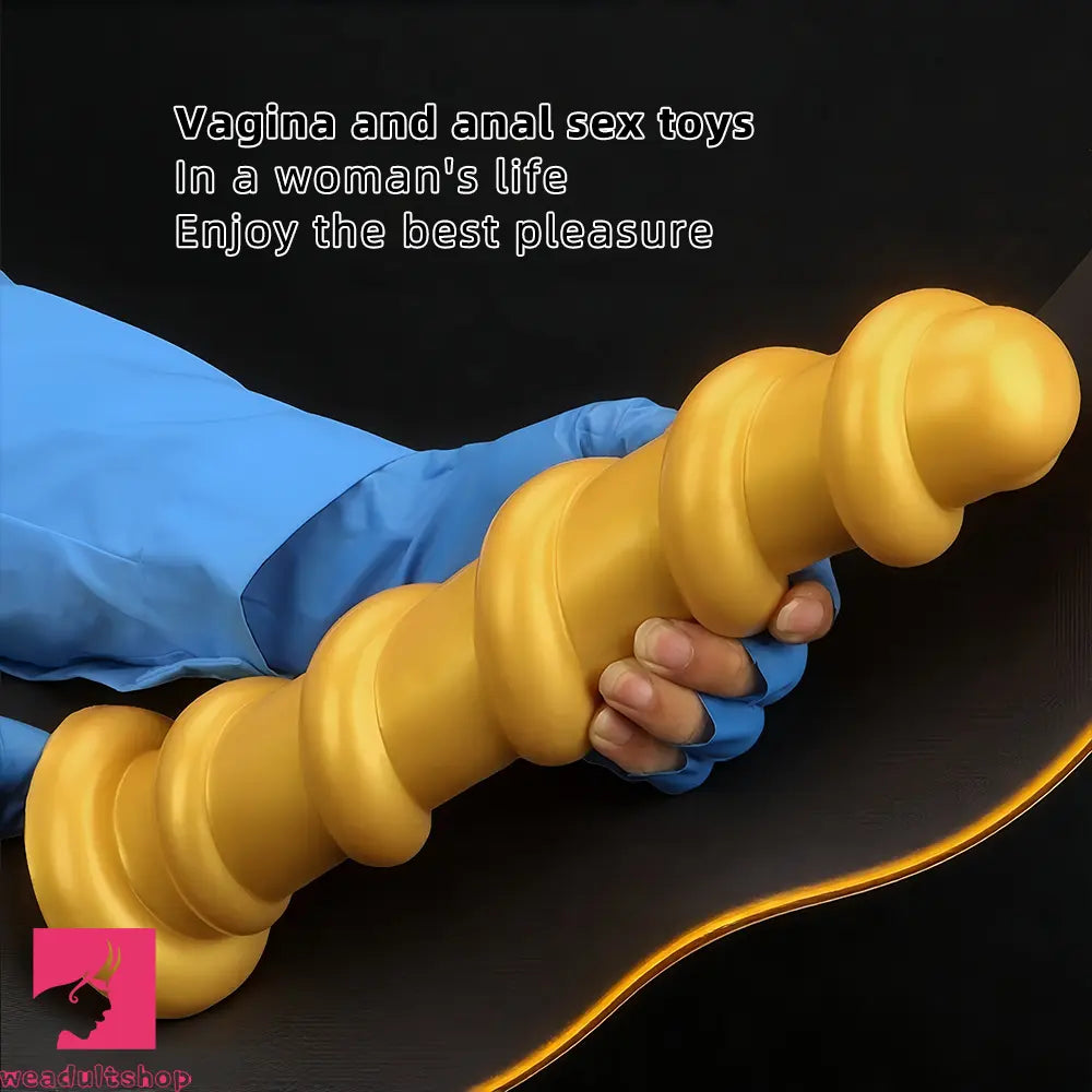 13.18in Gold Silicone Extra-long Thread Huge Dildo For Anal Pleasure