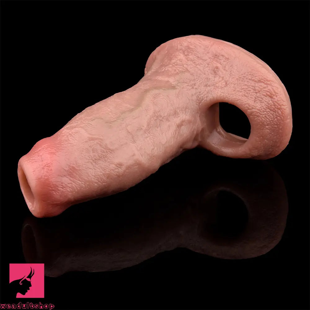 5.15in Liquid Silicone Strap on Penis Extender Cock Sleeve Dildo For Clit