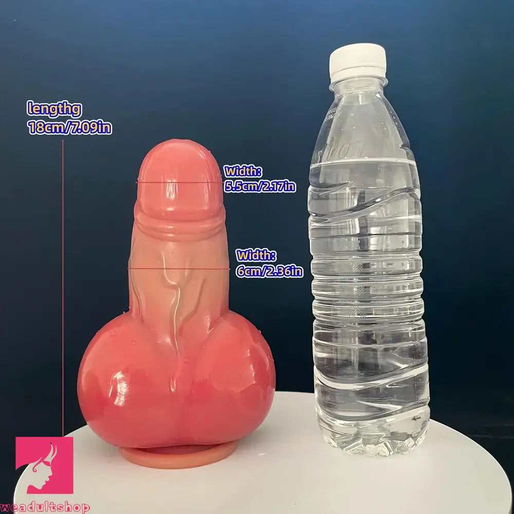 7.09in Realistic Suction Cup Male Thick Liquid Silicone Fantasy Odd Dildo