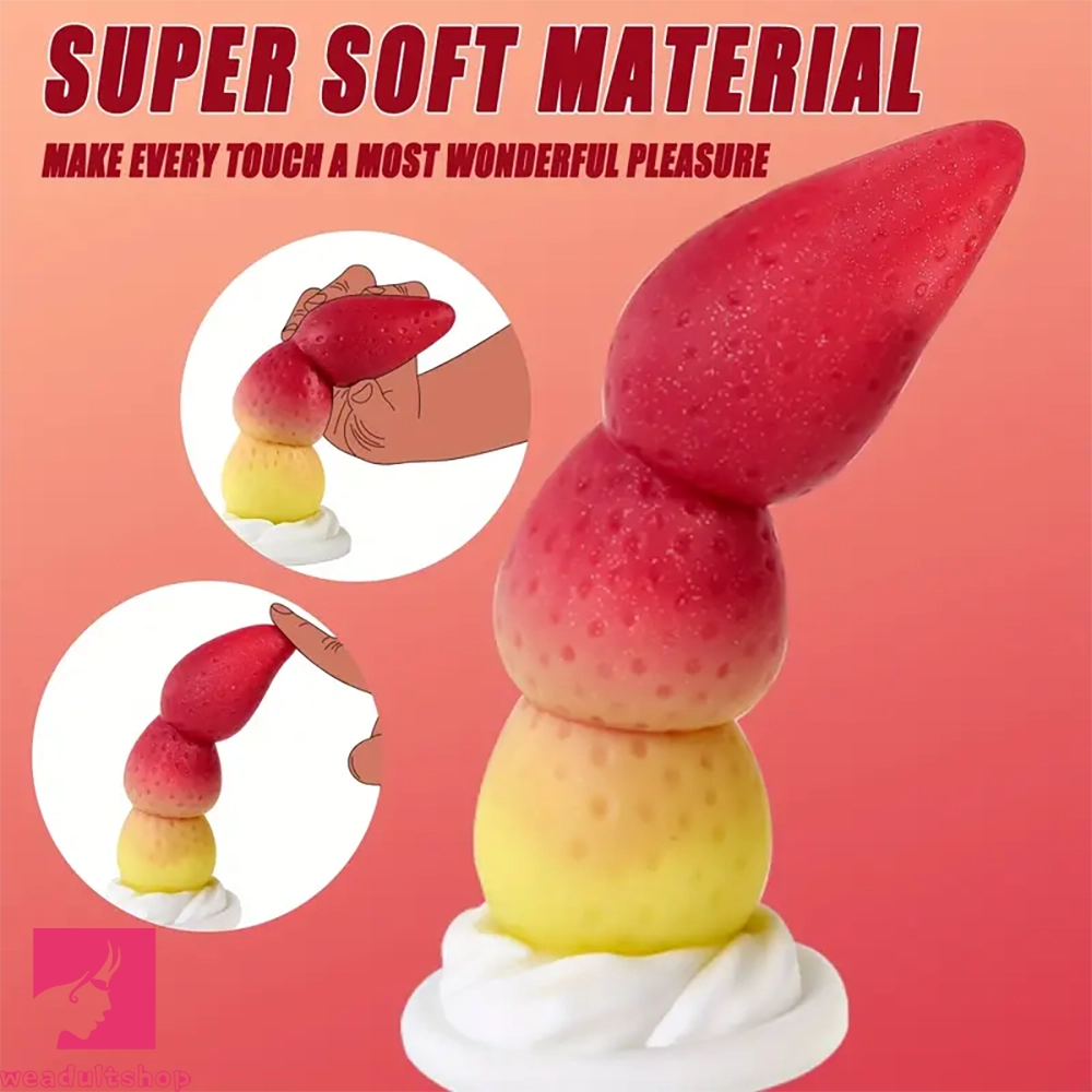 7.48in Cute Strawberry Silicone Soft G Spot Dildo With Strong Suction Cup
