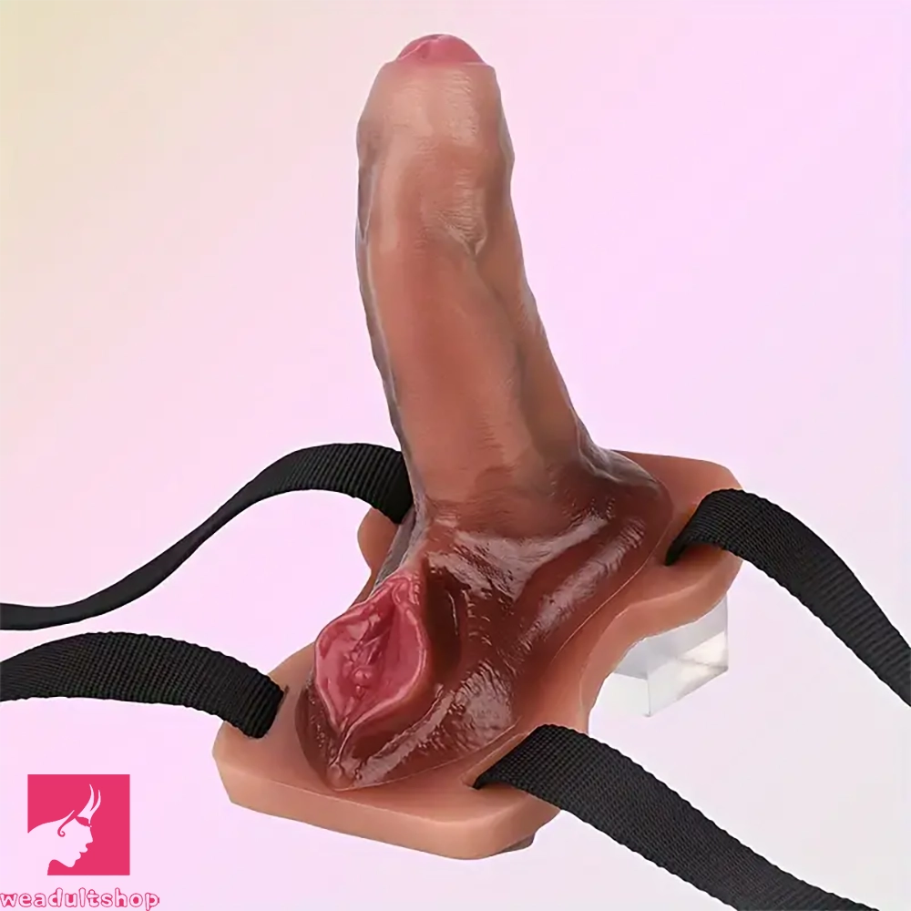 5.23in Realistic Uncut Foreskin Grinder Soft Dildo With Webbing Straps