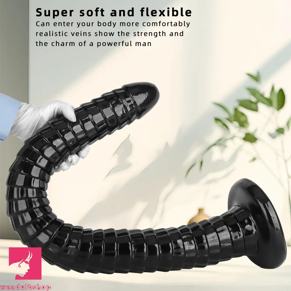 31.5in Black PVC Huge Long Masturbator For Women Gay Dildo Cock Toy