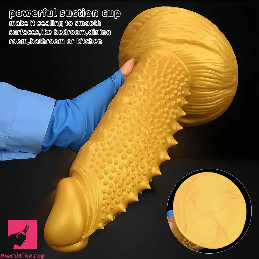 .48in 9.05in 10.62in 12.59in 14.17in Golden Soft Wolf-tooth Spiked Dildo