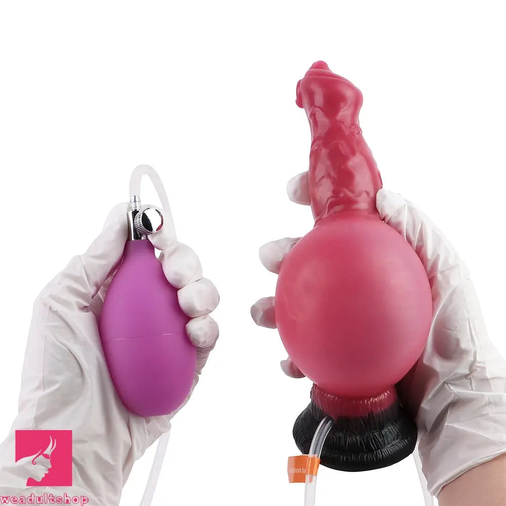 7.08in Wolf Silicone Soft Ejaculating Inflatable Knot Dildo For Adults Love