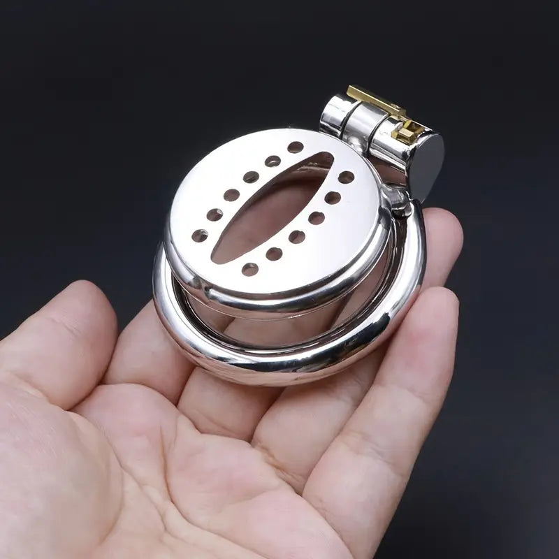 Sexual Chastity Stainless Steel Male Flat Snowflake Style Metal Chastity Cage