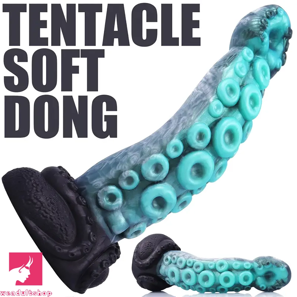 8.67in Octopus Tentacle Soft Dong Real Silicone Dildo Suction-Cup Base