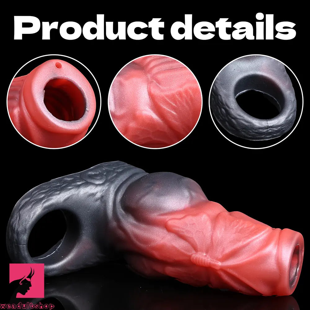 4.64in Water Spraying Squirting Monster Knot Dildo Sleeve Useful Penis Ring
