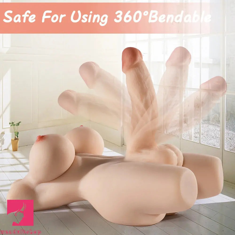 5.5in Realistic Dildo Shemale Sex Doll Torso with Big Breasts Anal Clit Sex