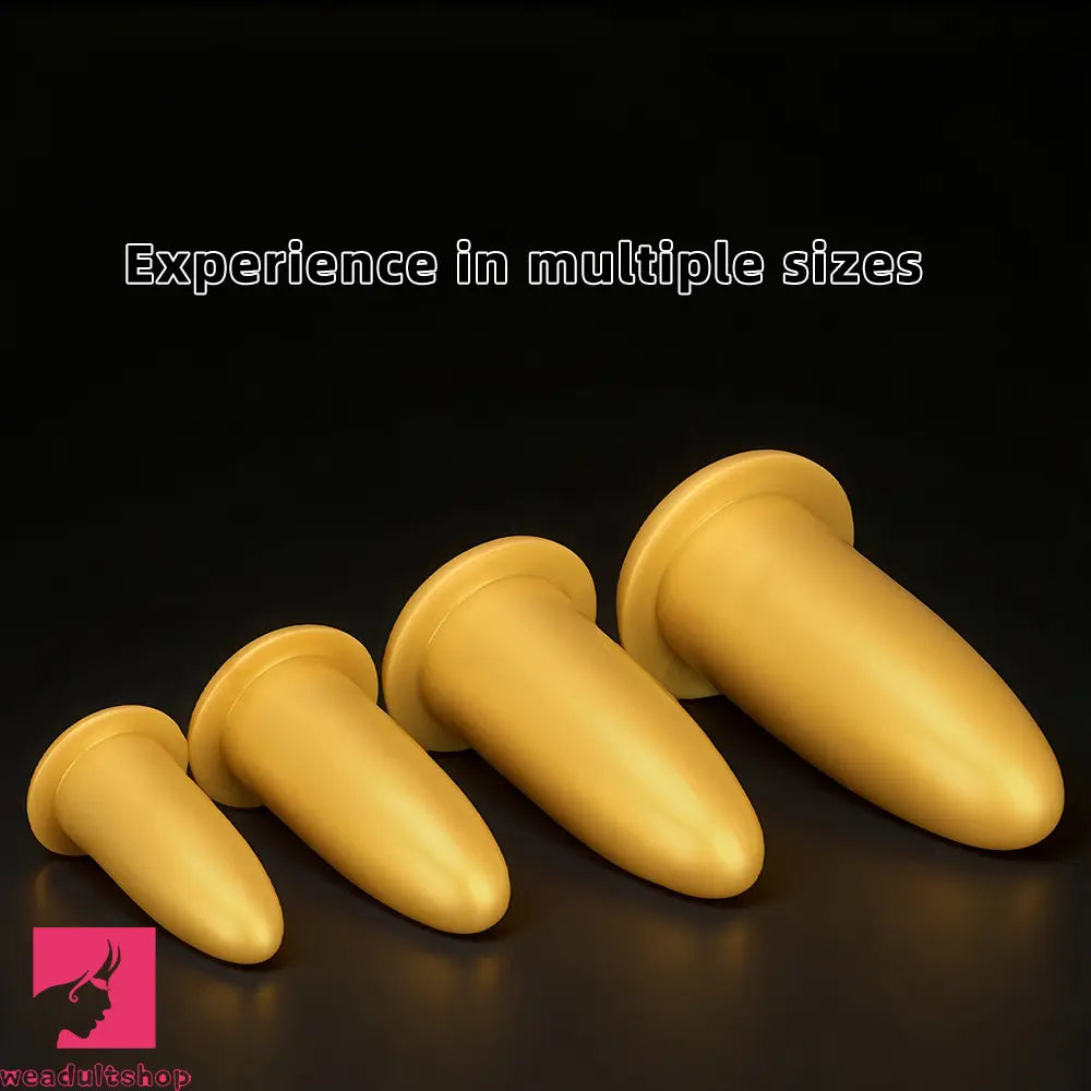 4.72in 5.7in 7.08in 8.26in Gold Silicone Soft Thick Missile Design Dildo Toy