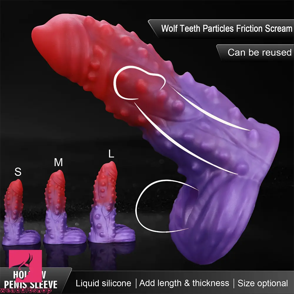 4.72in 5.31in 5.9in Spiked Cock Hollow Dildo Sleeve Penis Extended Sheath