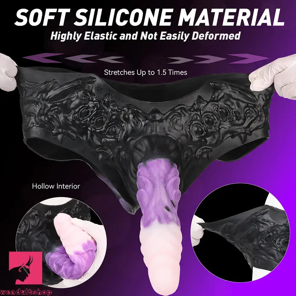 9.37in Silicone Strap-on Wearable Dildo Panty Hollow Monster Alien Dildo